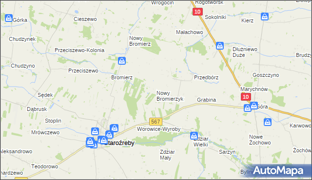 mapa Nowy Bromierzyk, Nowy Bromierzyk na mapie Targeo