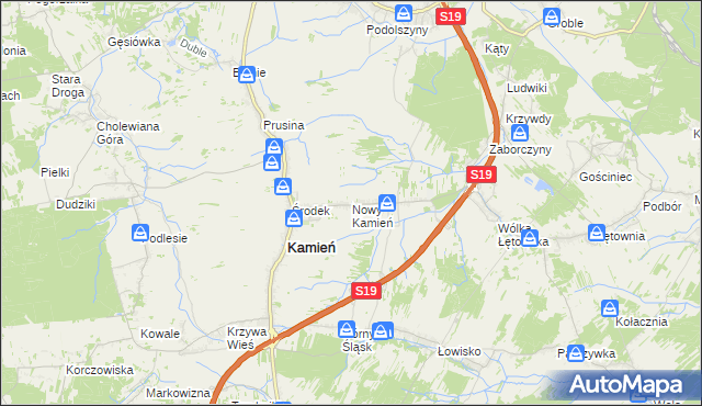 mapa Nowy Kamień gmina Kamień, Nowy Kamień gmina Kamień na mapie Targeo