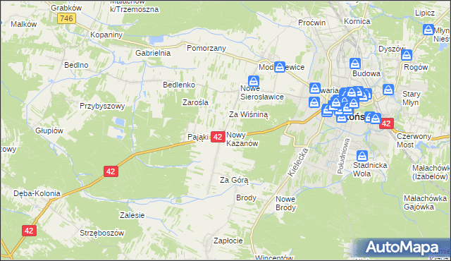 mapa Nowy Kazanów, Nowy Kazanów na mapie Targeo