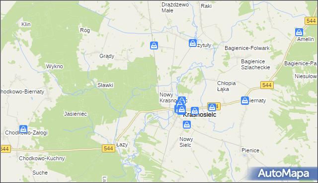 mapa Nowy Krasnosielc, Nowy Krasnosielc na mapie Targeo