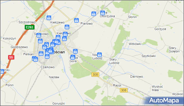 mapa Nowy Lubosz, Nowy Lubosz na mapie Targeo