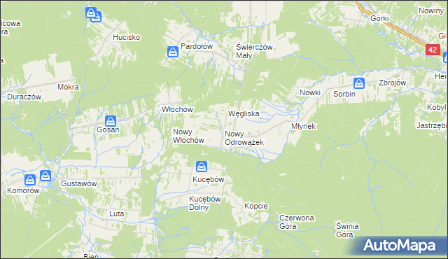 mapa Nowy Odrowążek, Nowy Odrowążek na mapie Targeo