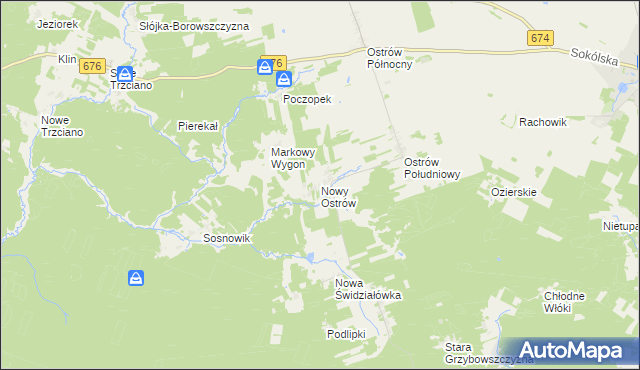 mapa Nowy Ostrów gmina Szudziałowo, Nowy Ostrów gmina Szudziałowo na mapie Targeo