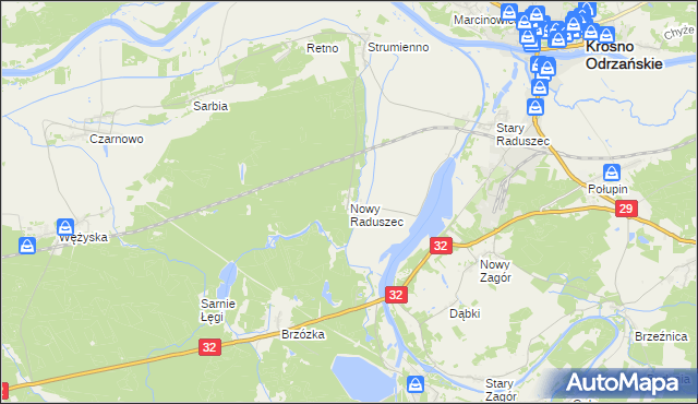 mapa Nowy Raduszec, Nowy Raduszec na mapie Targeo