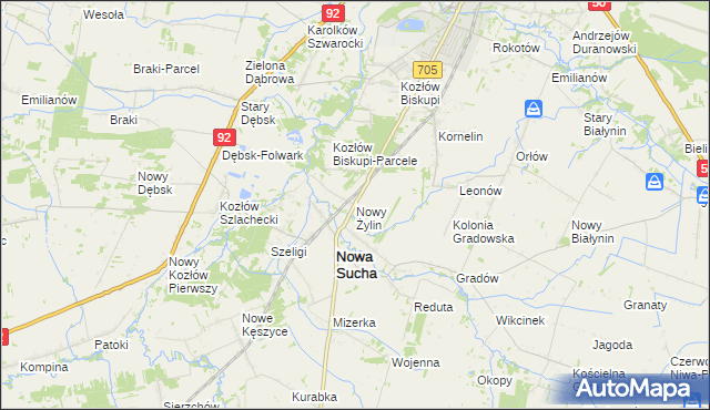 mapa Nowy Żylin, Nowy Żylin na mapie Targeo