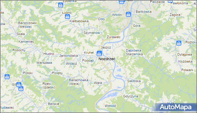 mapa Nozdrzec, Nozdrzec na mapie Targeo