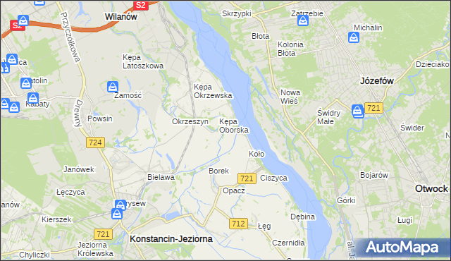 mapa Obórki gmina Konstancin-Jeziorna, Obórki gmina Konstancin-Jeziorna na mapie Targeo