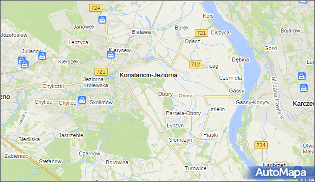 mapa Obory gmina Konstancin-Jeziorna, Obory gmina Konstancin-Jeziorna na mapie Targeo