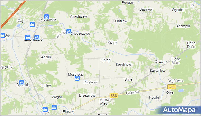 mapa Obrąb gmina Zabrodzie, Obrąb gmina Zabrodzie na mapie Targeo