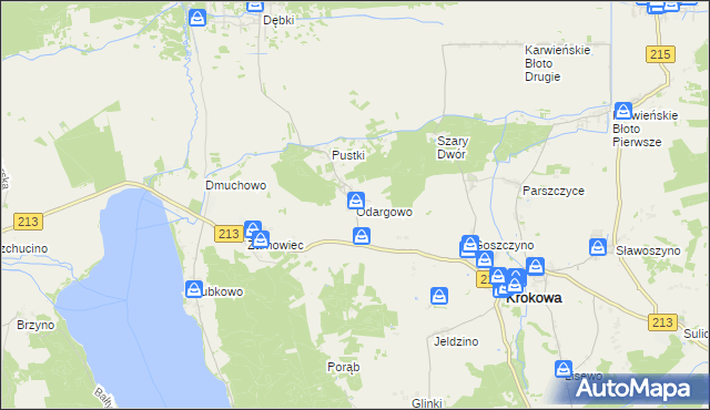 mapa Odargowo gmina Krokowa, Odargowo gmina Krokowa na mapie Targeo