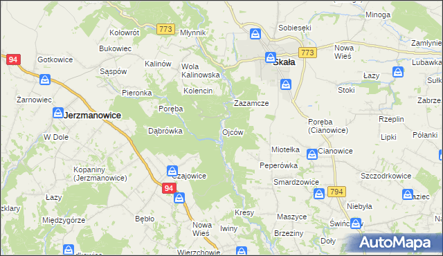 mapa Ojców, Ojców na mapie Targeo