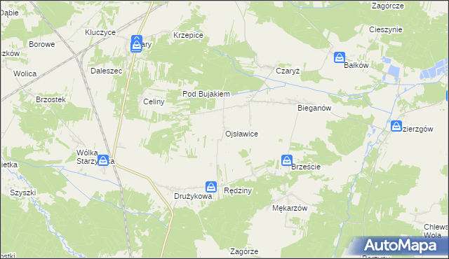 mapa Ojsławice, Ojsławice na mapie Targeo