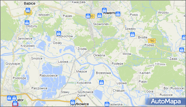 mapa Okleśna, Okleśna na mapie Targeo