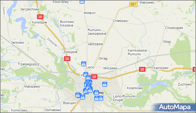 mapa Okrąg, Okrąg na mapie Targeo