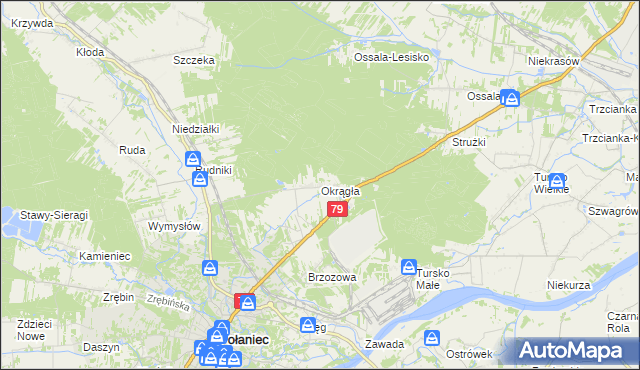 mapa Okrągła, Okrągła na mapie Targeo
