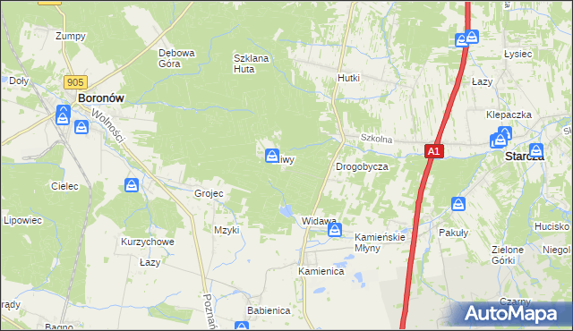 mapa Okrąglik gmina Woźniki, Okrąglik gmina Woźniki na mapie Targeo