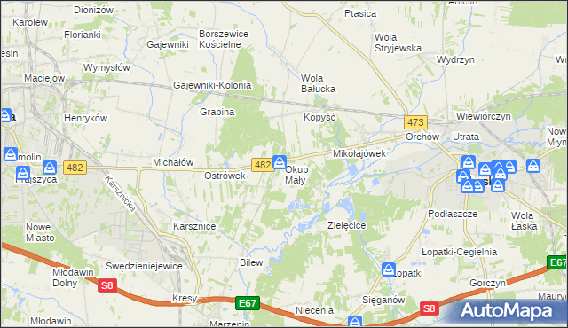 mapa Okup Mały, Okup Mały na mapie Targeo