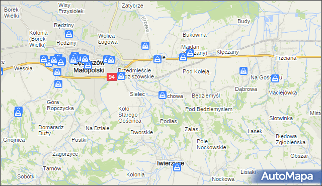 mapa Olchowa gmina Iwierzyce, Olchowa gmina Iwierzyce na mapie Targeo