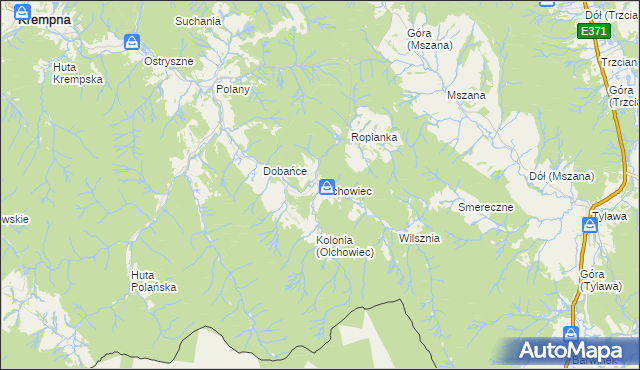 mapa Olchowiec gmina Dukla, Olchowiec gmina Dukla na mapie Targeo