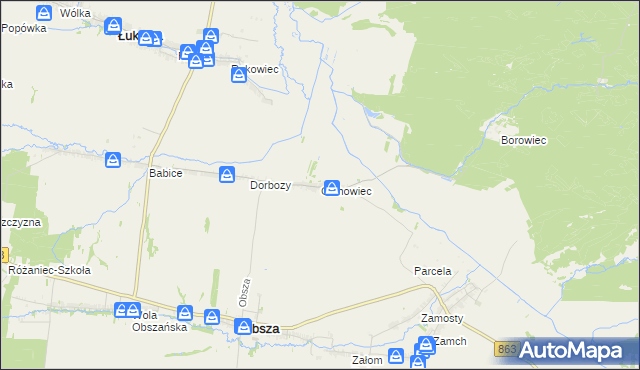 mapa Olchowiec gmina Obsza, Olchowiec gmina Obsza na mapie Targeo