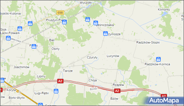 mapa Olędy gmina Zbuczyn, Olędy gmina Zbuczyn na mapie Targeo