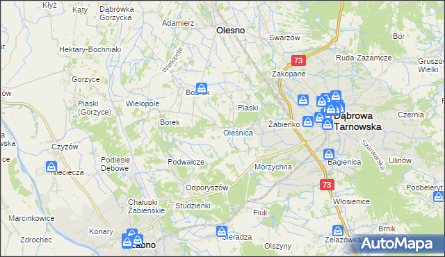 mapa Oleśnica gmina Olesno, Oleśnica gmina Olesno na mapie Targeo