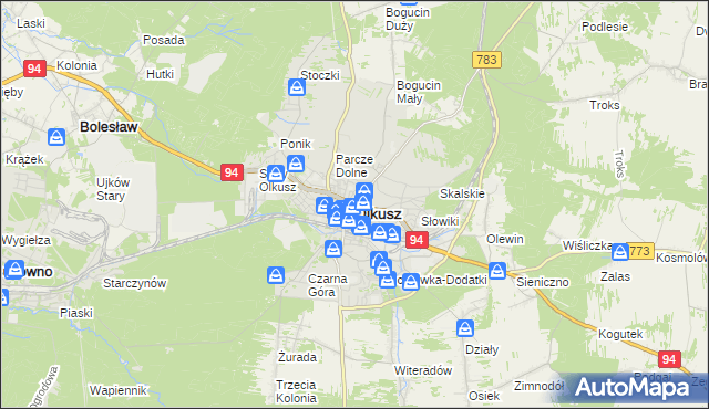 mapa Olkusz, Olkusz na mapie Targeo