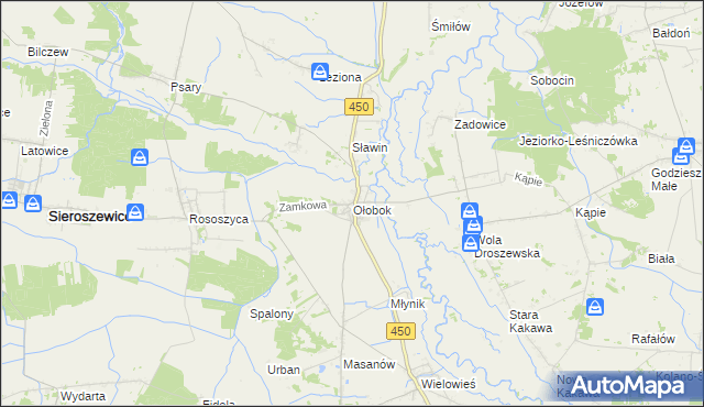 mapa Ołobok gmina Sieroszewice, Ołobok gmina Sieroszewice na mapie Targeo