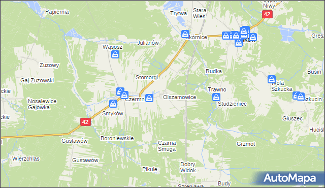 mapa Olszamowice, Olszamowice na mapie Targeo
