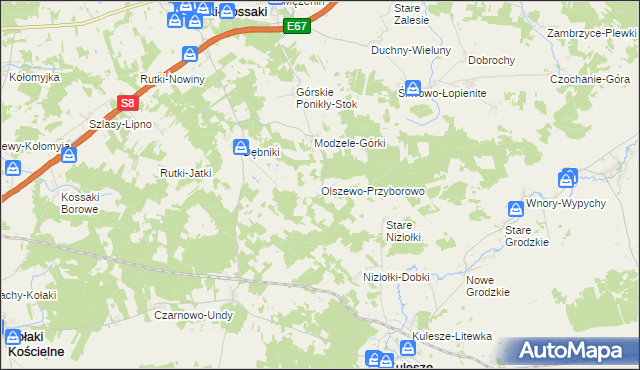 mapa Olszewo-Przyborowo, Olszewo-Przyborowo na mapie Targeo