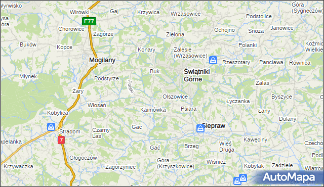 mapa Olszowice, Olszowice na mapie Targeo