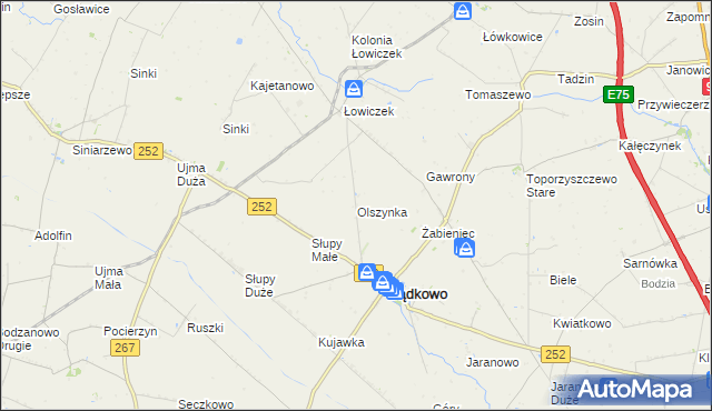 mapa Olszynka gmina Bądkowo, Olszynka gmina Bądkowo na mapie Targeo