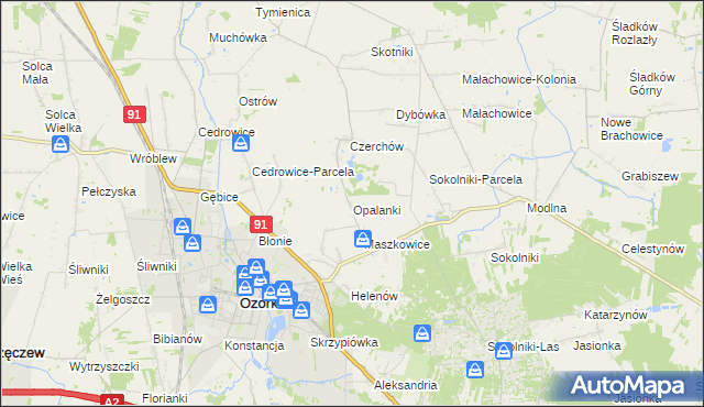mapa Opalanki gmina Ozorków, Opalanki gmina Ozorków na mapie Targeo