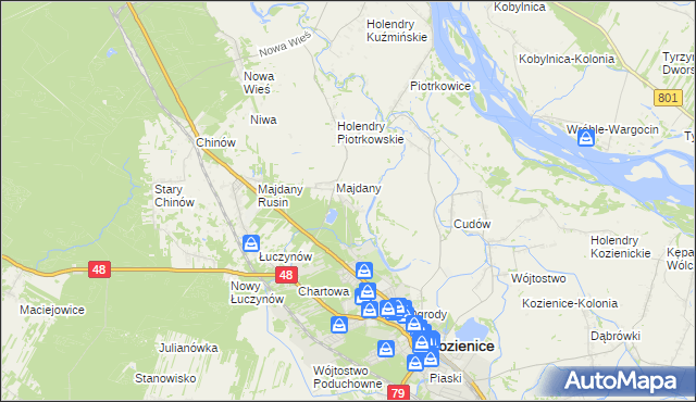 mapa Opatkowice gmina Kozienice, Opatkowice gmina Kozienice na mapie Targeo