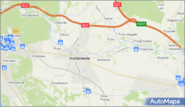 mapa Opoka gmina Końskowola, Opoka gmina Końskowola na mapie Targeo