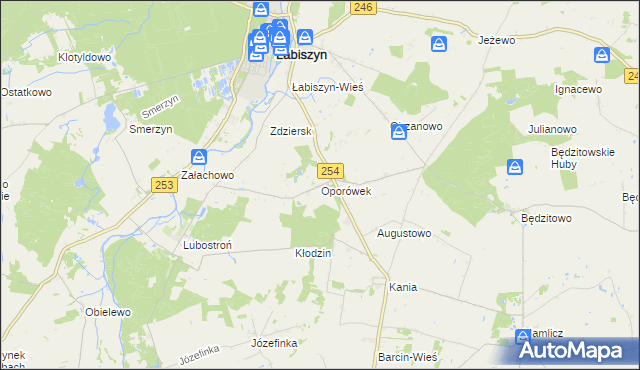 mapa Oporówek gmina Łabiszyn, Oporówek gmina Łabiszyn na mapie Targeo