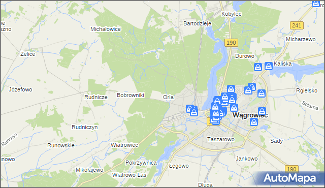 mapa Orla gmina Wągrowiec, Orla gmina Wągrowiec na mapie Targeo