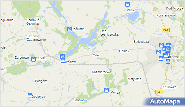 mapa Orle gmina Mrocza, Orle gmina Mrocza na mapie Targeo