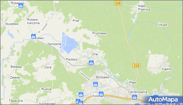 mapa Orle gmina Wejherowo, Orle gmina Wejherowo na mapie Targeo