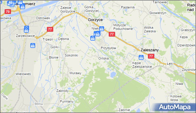 mapa Orliska, Orliska na mapie Targeo