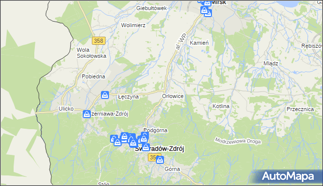 mapa Orłowice, Orłowice na mapie Targeo