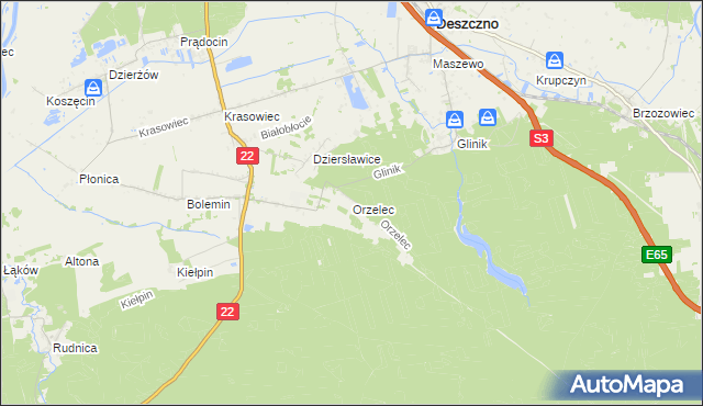 mapa Orzelec, Orzelec na mapie Targeo