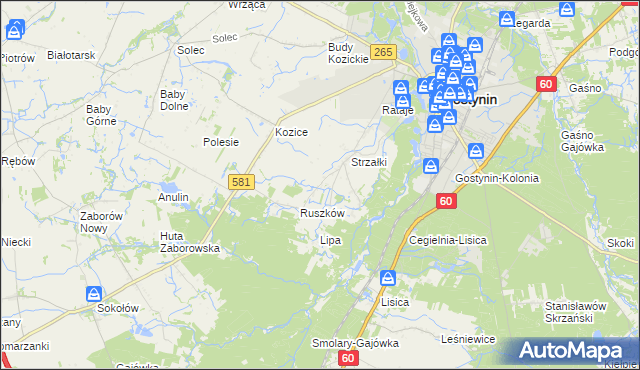 mapa Osada gmina Gostynin, Osada gmina Gostynin na mapie Targeo