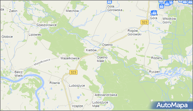 mapa Osetno Małe, Osetno Małe na mapie Targeo