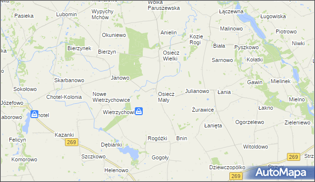 mapa Osiecz Mały, Osiecz Mały na mapie Targeo
