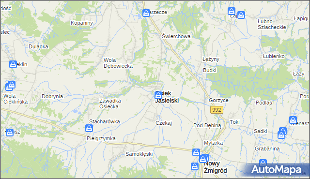 mapa Osiek Jasielski, Osiek Jasielski na mapie Targeo