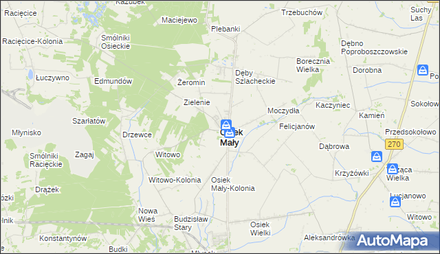 mapa Osiek Mały powiat kolski, Osiek Mały powiat kolski na mapie Targeo