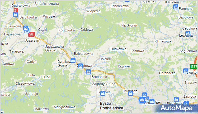 mapa Osielec, Osielec na mapie Targeo