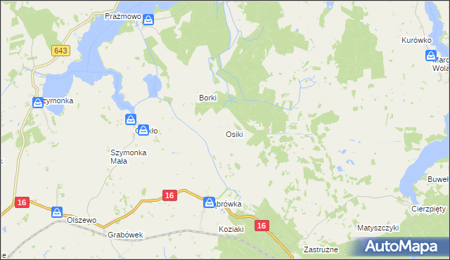 mapa Osiki, Osiki na mapie Targeo