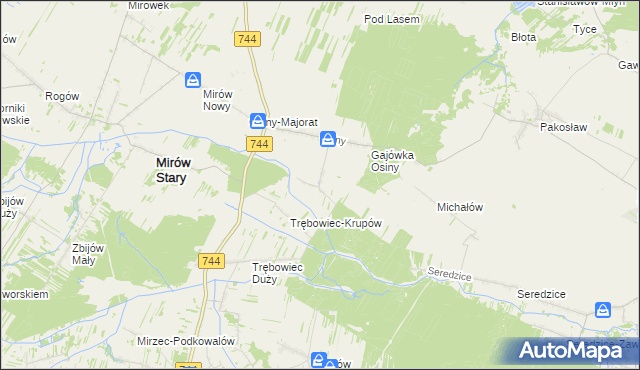 mapa Osiny-Mokra Niwa, Osiny-Mokra Niwa na mapie Targeo